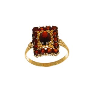 ANELLO ORO GIALLO CON GRANATE