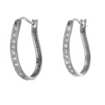 ORECCHINI ORO BIANCO OVALI CON ZIRCONI