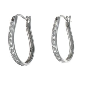 ORECCHINI ORO BIANCO OVALI CON ZIRCONI