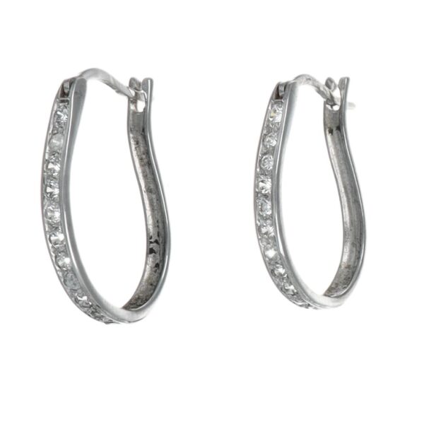 ORECCHINI ORO BIANCO OVALI CON ZIRCONI