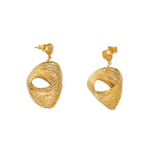 ORECCHINI ORO GIALLO SATINATI PENDENTI