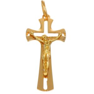CIONDOLO ORO GIALLO CROCE CON GESU'