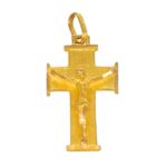 CIONDOLO ORO GIALLO CROCE CON GESÙ LUCIDA SATINATA