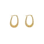 ORECCHINI ORO GIALLO CERCHI OVALI LAVORATI