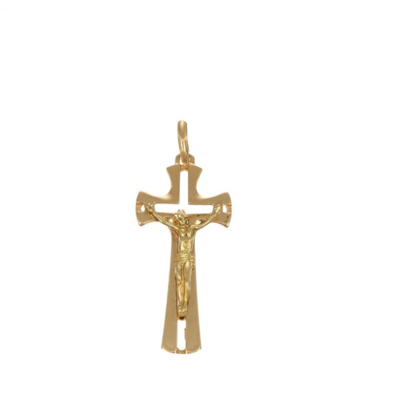CIONDOLO ORO GIALLO CROCE CON GESU'
