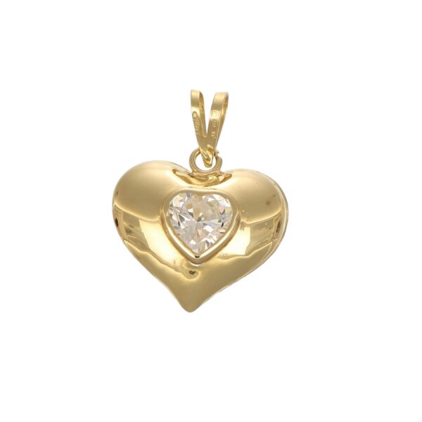 CIONDOLO ORO GIALLO CUORE CON ZIRC BIANCO