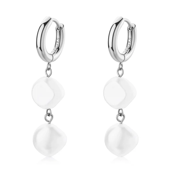 S'Agapõ orecchini a cerchio con perle di conchiglia 30 mm