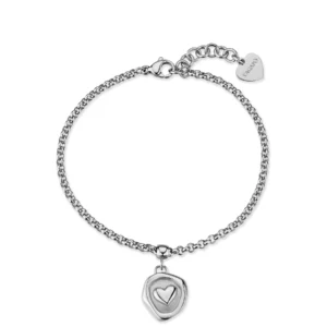 S'Agapõ bracciale catena con pendente cuore da 18,5 cm