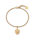 S'Agapõ bracciale a catena dorato con pendente sole da 18,5 cm