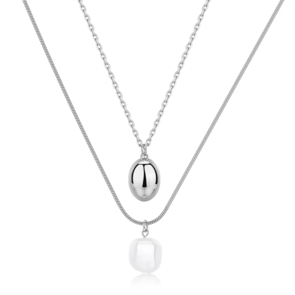 S'Agapõ collana doppio filo con pendente perla da 50 cm