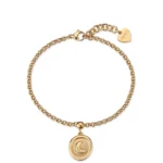 S'Agapõ bracciale catena con pendente luna dorato da 18,5 cm