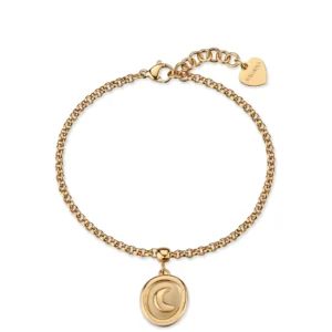 S'Agapõ bracciale catena con pendente luna dorato da 18,5 cm