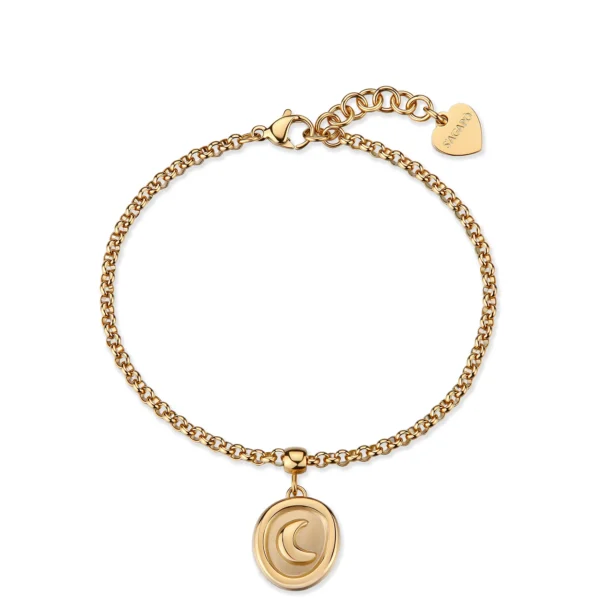 S'Agapõ bracciale catena con pendente luna dorato da 18,5 cm