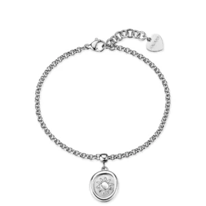 S'Agapõ bracciale a catena con pendente sole, da 18,5 cm