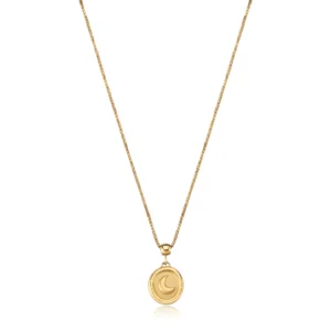 S'Agapõ collana coda di topo con pendente luna dorato da 45 cm