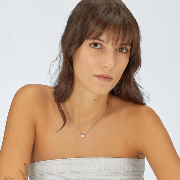 S'Agapõ collana a catena con cuore e zirconi bianchi da 45 cm