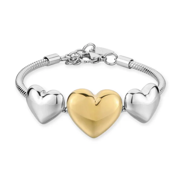 S'Agapõ bracciale coda di topo da 18,5 cm con pendente cuore