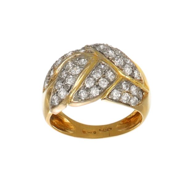 ANELLO DUE ORI FASCIA CON ZIRC BIANCHI