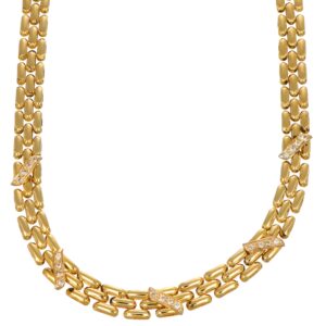 COLLANA ORO GIALLO SEMIRIGIDA CON ZIRCONI BIANCHI