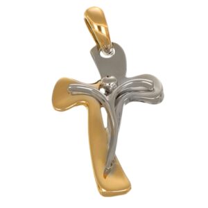 CIONDOLO DUE ORI CROCE CON GESÙ