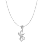 Rosato charm e collana argento 925 fiocco con zircone bianco