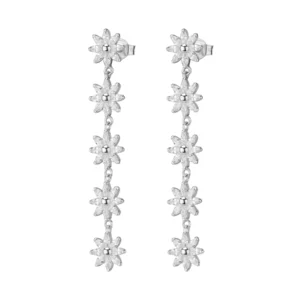 Rosato orecchini pendenti Gaia in argento 925 con fiore e zirconi bianchi