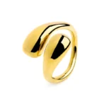 Marlù anello dorato bombato contrariè a doppia goccia, taglia 10