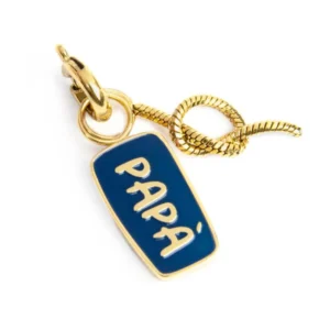 Marlù ciondolo dorato charm doppio con scritta "PAPA" nodo snake