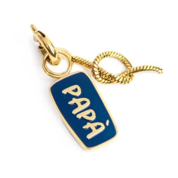 Marlù ciondolo dorato charm doppio con scritta "PAPA" nodo snake