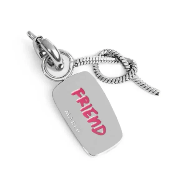 Marlù charm doppio con scritta "AMO" e incisione "FRIEND" e nodo snake
