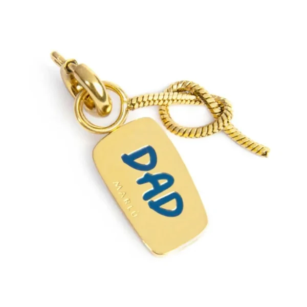 Marlù ciondolo dorato charm doppio con scritta "PAPA" nodo snake