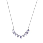 Rosato collana catena Gemma argento 925 zirconi lavanda 440 mm