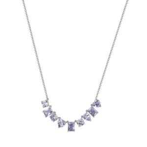 Rosato collana catena Gemma argento 925 zirconi lavanda 440 mm