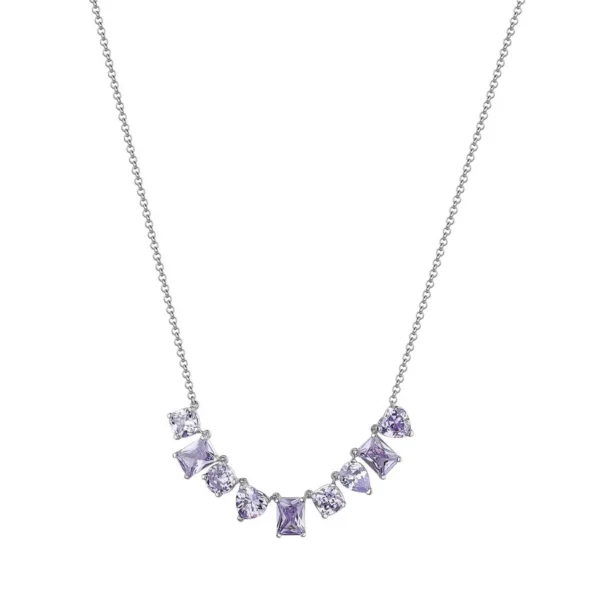 Rosato collana catena Gemma argento 925 zirconi lavanda 440 mm