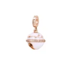 Rosato charm campanellino argento 925 dorato zircone bianco smalto