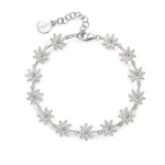 Rosato bracciale Gaia argento con fiore e zirconi bianchi