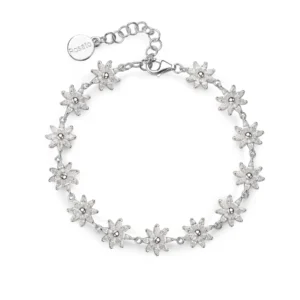 Rosato bracciale Gaia argento con fiore e zirconi bianchi