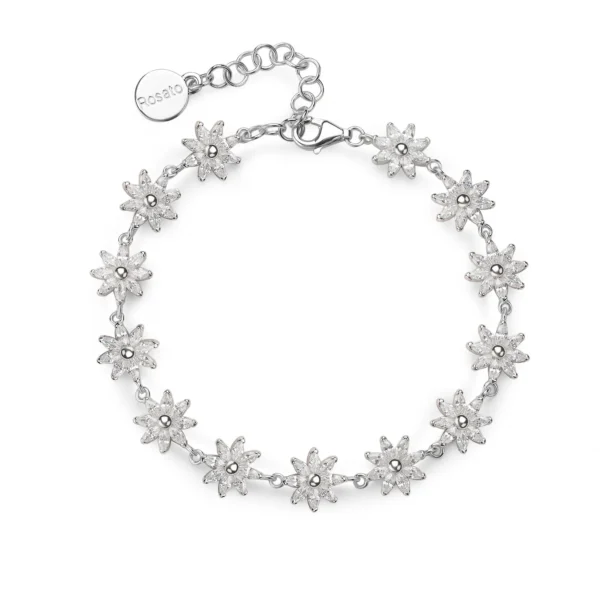 Rosato bracciale Gaia argento con fiore e zirconi bianchi