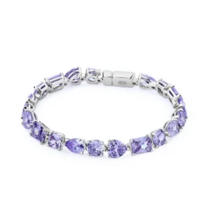 Rosato bracciale catena Gemma argento 925 zirconi lavanda