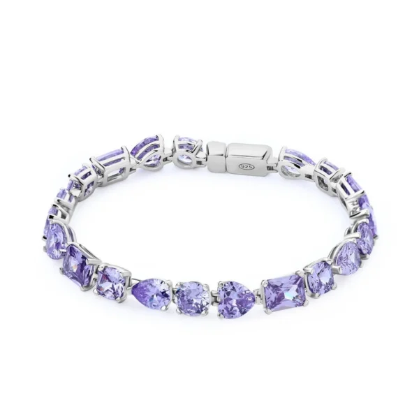 Rosato bracciale catena Gemma argento 925 zirconi lavanda