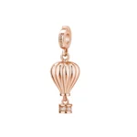 Rosato charm mongolfiera in argento 925 dorato con zirconi bianchi