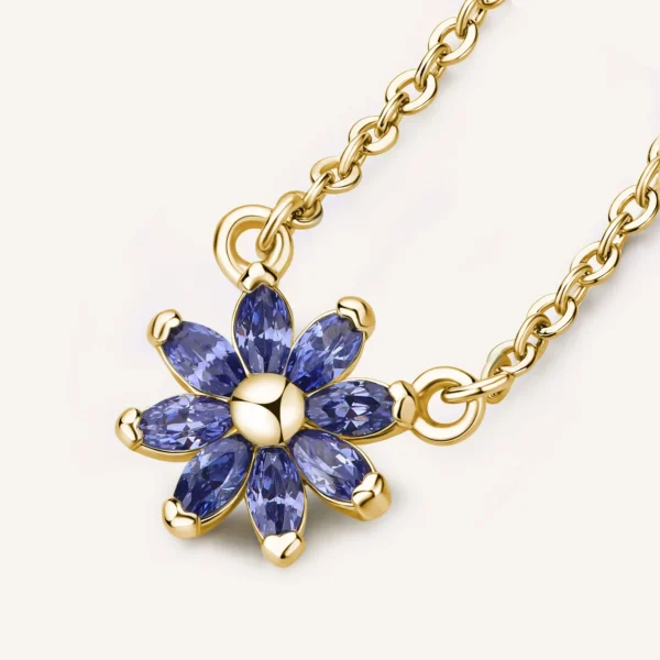 Rosato collana gaia argento 925 galvanica oro giallo zirconi blu