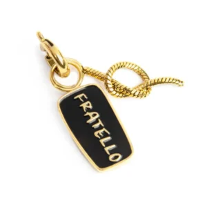 Marlù ciondolo dorato doppio con scritta "FRATELLO" e nodo snake