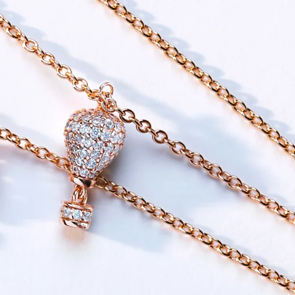Rosato collana catena Aria argento 925 con mongolfiera e placcatura oro rosa