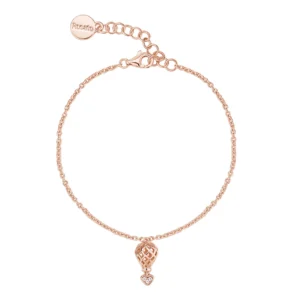 Rosato bracciale catena Aria in argento 925 con mongolfiera e zirconi bianchi