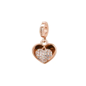 Rosato charm argento 925 dorato zircone bianco incisione "Thanks Mom"