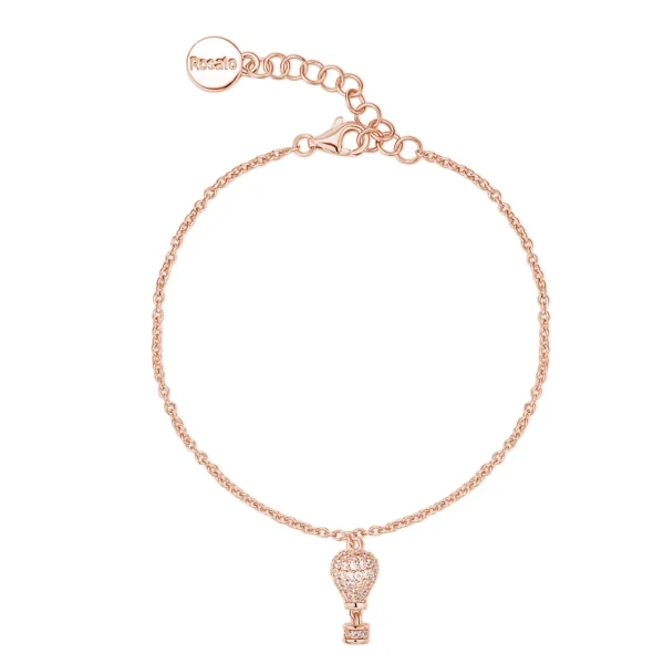 Rosato bracciale Aria catena mongolfiera zirconi bianchi oro rosa