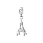 Rosato charm argento 925 torre eiffel con cubic zirconia bianchi