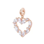 Rosato charm cuore argento 925 placcatura oro rosa zirconi bianchi