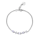 Rosato bracciale catena gemma in argento 925 con zirconi bianchi